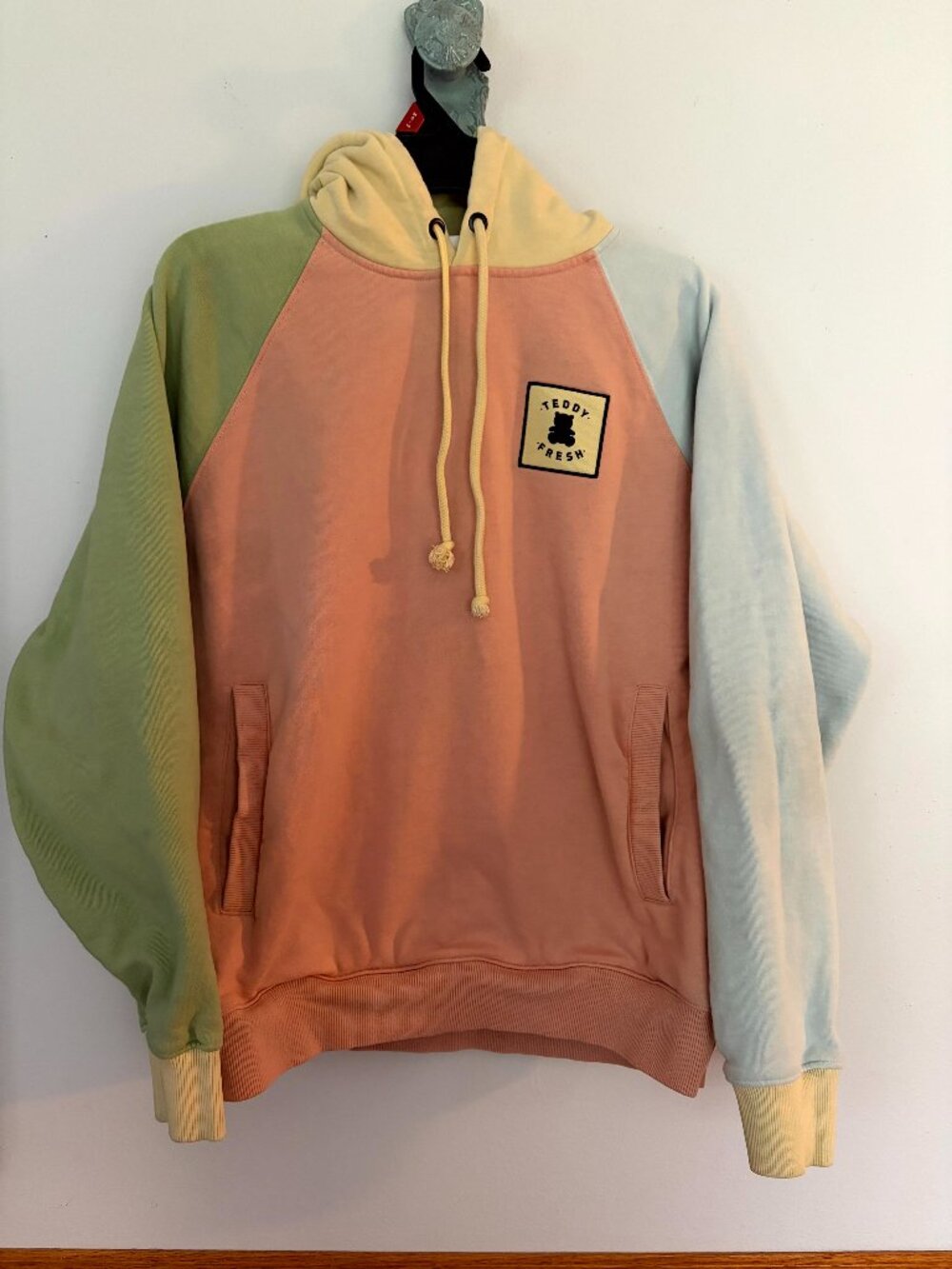 Teddy Fresh Pastel Color Block Sweatshirt Hoodie Adult Size Large Medium
